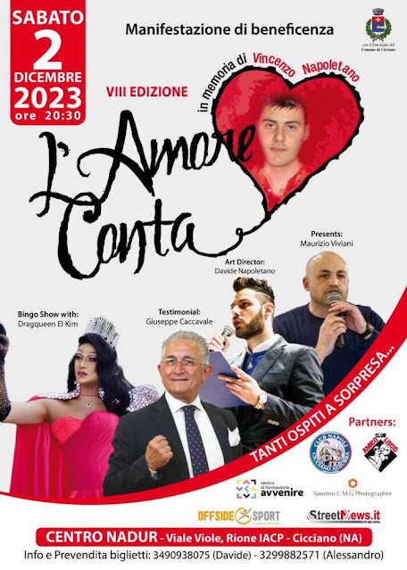 Davide Napoletano trionfa ancora donando gioia e felicità nel sociale attraverso l’Amore Conta in memoria di Vincenzo Napoletano giunta all’ottava edizione.