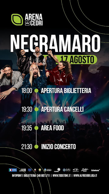 Negramaro all’Arena dei Cedri, il vademecum per il concerto del 17 agosto