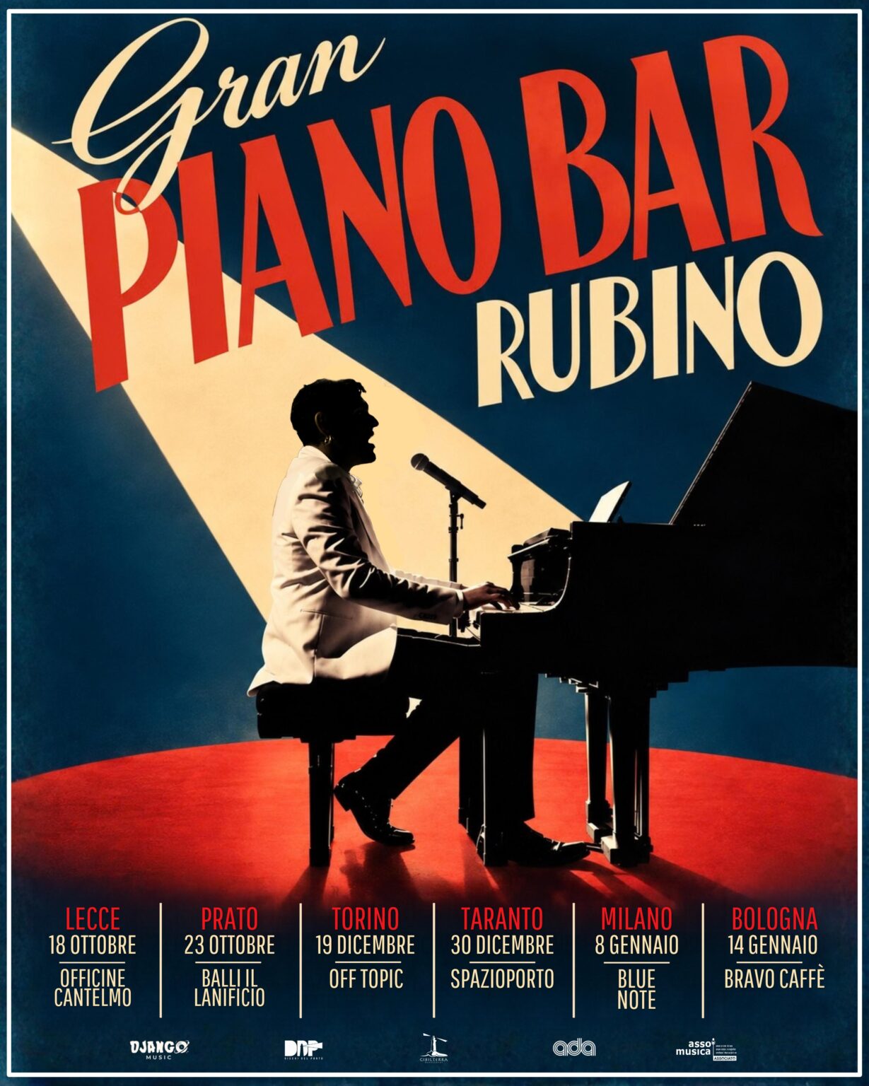 RENZO RUBINO torna sul palco con “GRAN PIANO BAR RUBINO”, il nuovo spettacolo con cui recupera e reinterpreta l’immaginario del piano bar all’italiana.