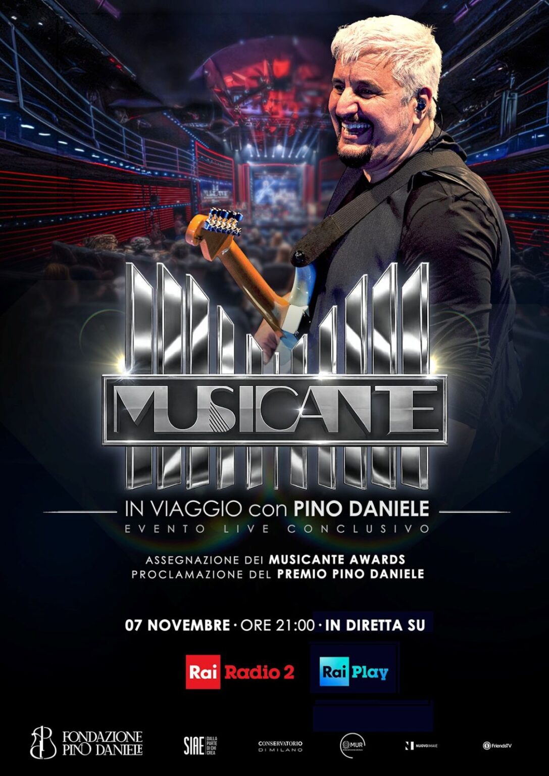 Musicante Awards – Premio Pino Daniele 2026: il 5 e 7 novembre le finali in diretta su Rai Radio 2