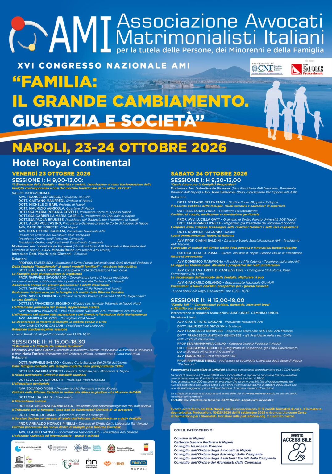 Napoli ospita il XVI Congresso nazionale AMI: la famiglia al centro del cambiamento tra diritto e società